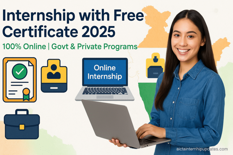 Internship with Free Certificate 2025 – 100% Remote Government and Private Opportunities for Students in India