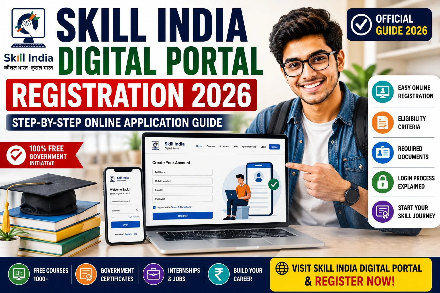 Skill India Digital Portal Registration 2026: Step-by-Step Online Application Guide (Complete Process, Eligibility, Benefits & Free Courses)